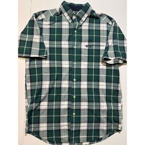 Chaps Ralph Lauren Easy Care Shirt Mens Medium Green Plaid Button Up Long Sleeve